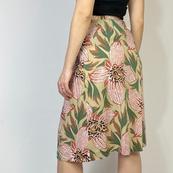 Vintage 80s TROPICAL Print High Waist Circle Skirt! XS to Small - Picture 2 of 8